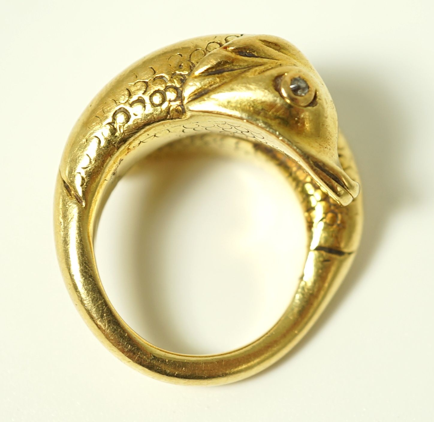 A yellow metal, sapphire an diamond set four stone dress ring, size L, gross 3.4 grams.